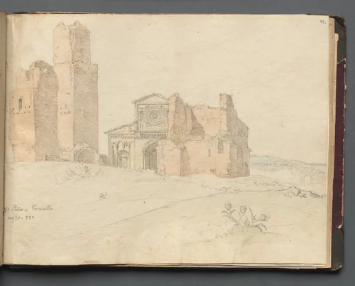 Album with Views of Rome and Surroundings, Landscape Studies, page 41a: "St. Pietro, Toscanella" by Franz Nadorp, book, 1830-1870