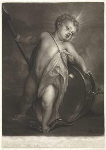 Christuskind als Salvator Mundi by Pieter van Bleeck, print, 1754