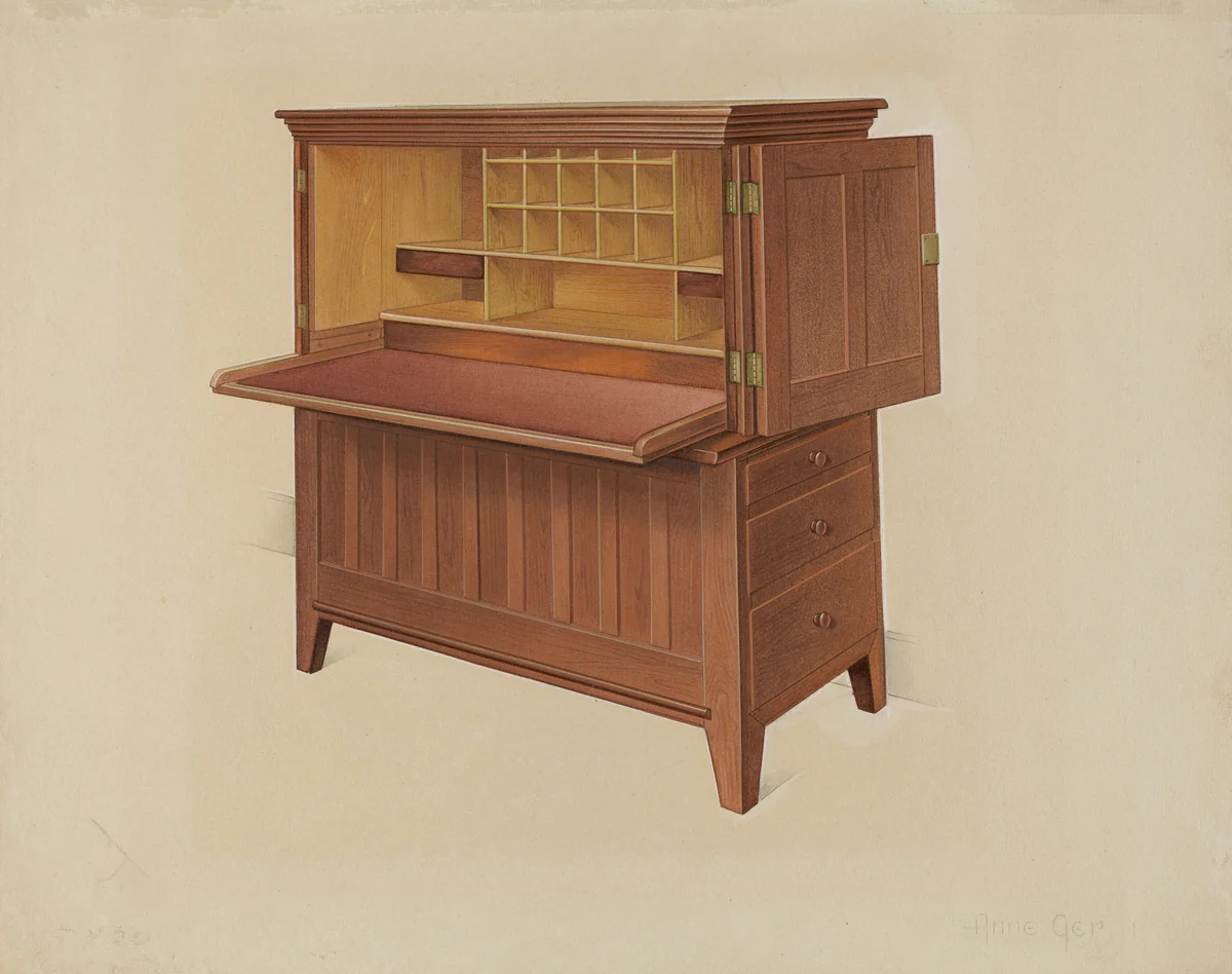 Shaker Desk by Anne Ger, index of american design, 1937