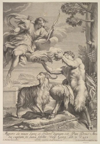 Pan foiled by Diana by Giovanni Girolamo Frezza, print, 1675-1741