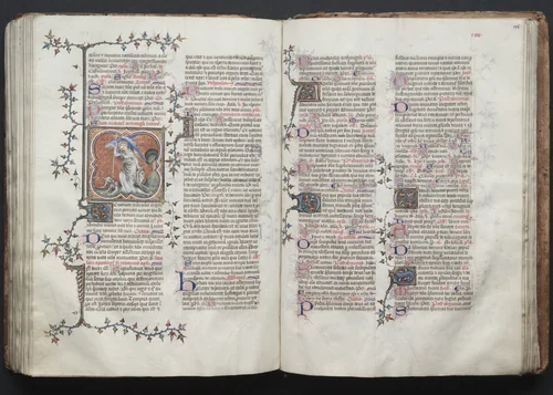 The Gotha Missal: Fol. 124v, The Archangel Michael by Master of the Boqueteaux, book, 1370-1380