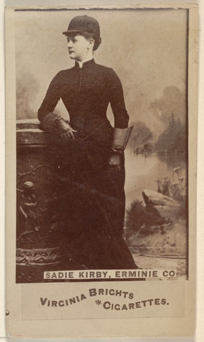 Sadie Kirby, Erminie Co., from the Actors and Actresses series (N45, Type 6) for Virginia Brights Cigarettes by Allen & Ginter, photograph, 1885-1891