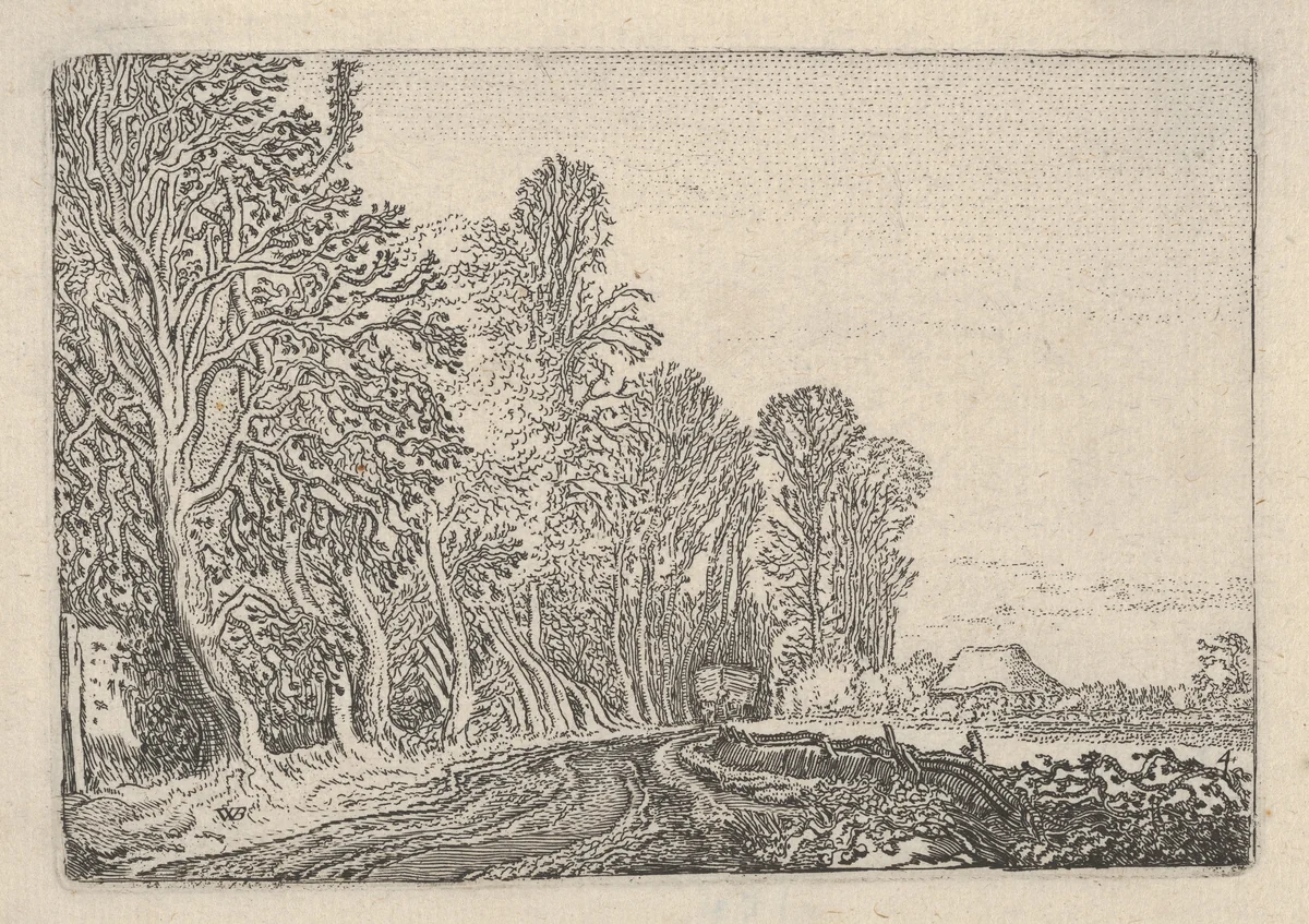 The Road at the Edge of the Forest, from Verscheyden Landtschapjes (Various Little Landscapes), Plate 4 by Willem Pietersz Buytewech, print, 1616