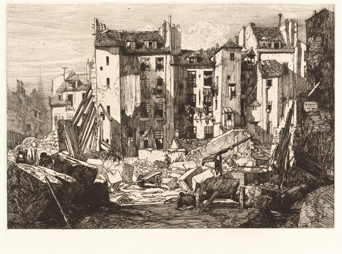 Demolition for the Opening of the rue des Ecoles (Demolitions pour le percement de la rue des Ecoles) by Maxime Lalanne, portfolio, 1827-1886
