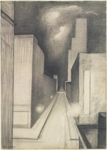 Study for New Moon, New York by George Ault, drawing, 1944