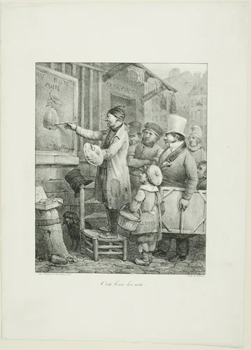 How Beautiful are the Arts, from Croquis Lithographiques...1823 by Hippolyte Bellangé, print, 1823