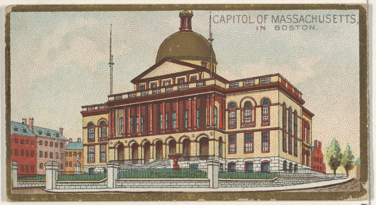 Capitol of Massachusetts in Boston, from the General Government and State Capitol Buildings series (N14) for Allen & Ginter Cigarettes Brands by Allen & Ginter, print, 1889