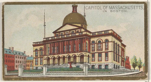 Capitol of Massachusetts in Boston, from the General Government and State Capitol Buildings series (N14) for Allen & Ginter Cigarettes Brands by Allen & Ginter, print, 1889