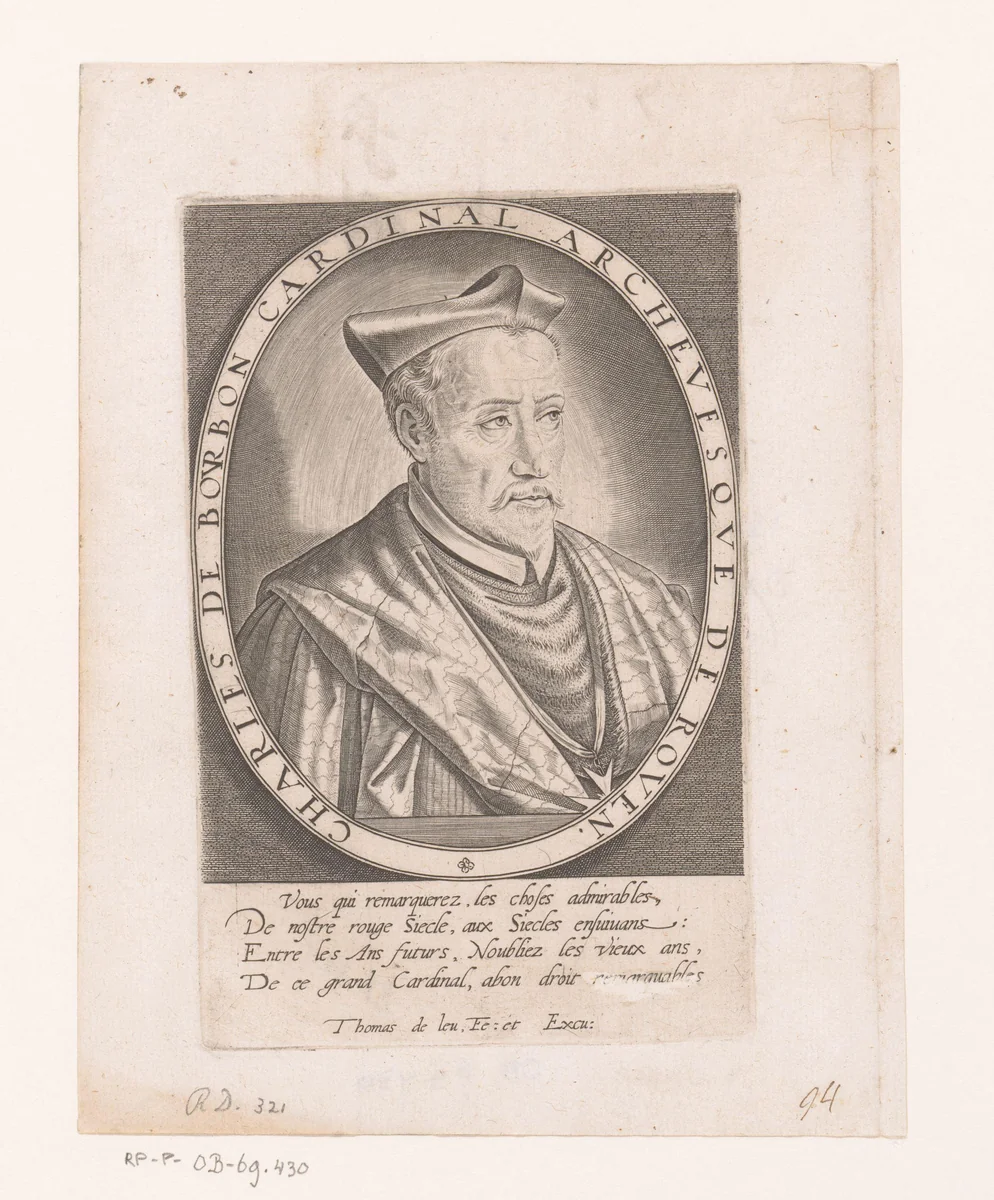 Portret van Karel de Bourbon by Unknown, print, 1576-1614