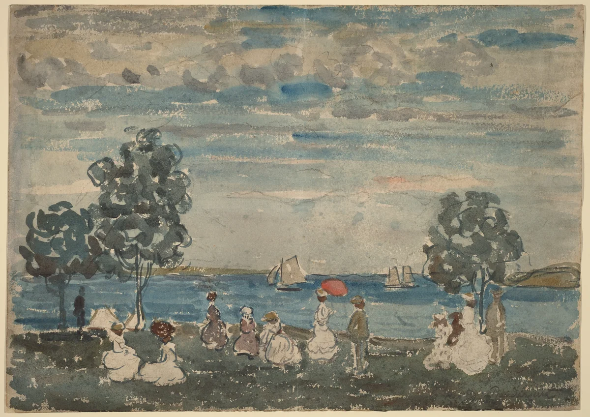 Figures on a Beach by Maurice Prendergast, drawing, 1910-1915