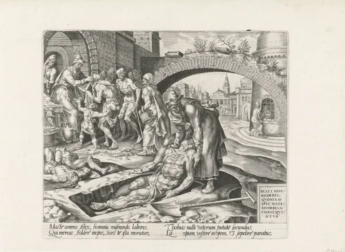Tobit toont barmhartigheid by Unknown, print, 1564-1568