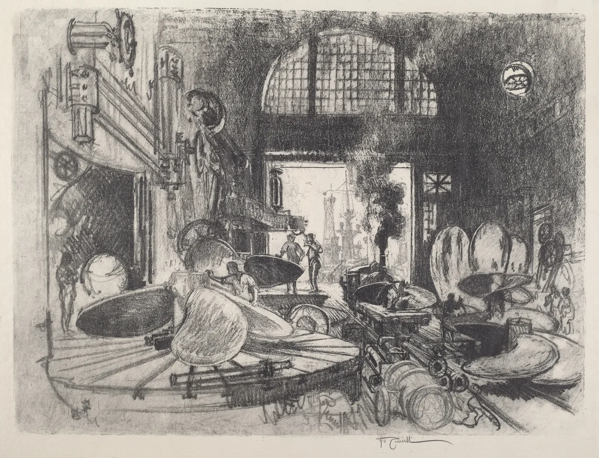 Making Propeller Blades by Joseph Pennell, print, 1917