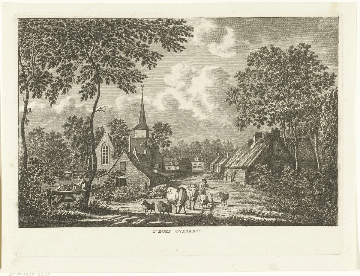 Dorpsgezicht te Overzande by Carel Frederik Bendorp, print, 1786-1792