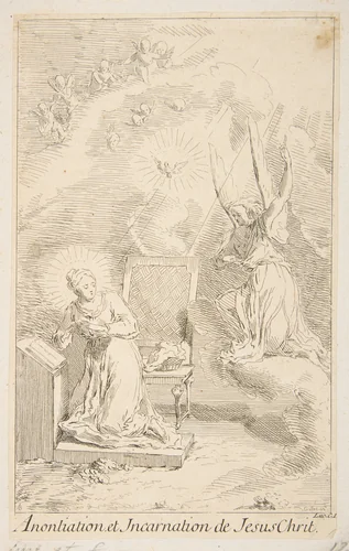 Annunciation by Claude Gillot, print, 1685-1722