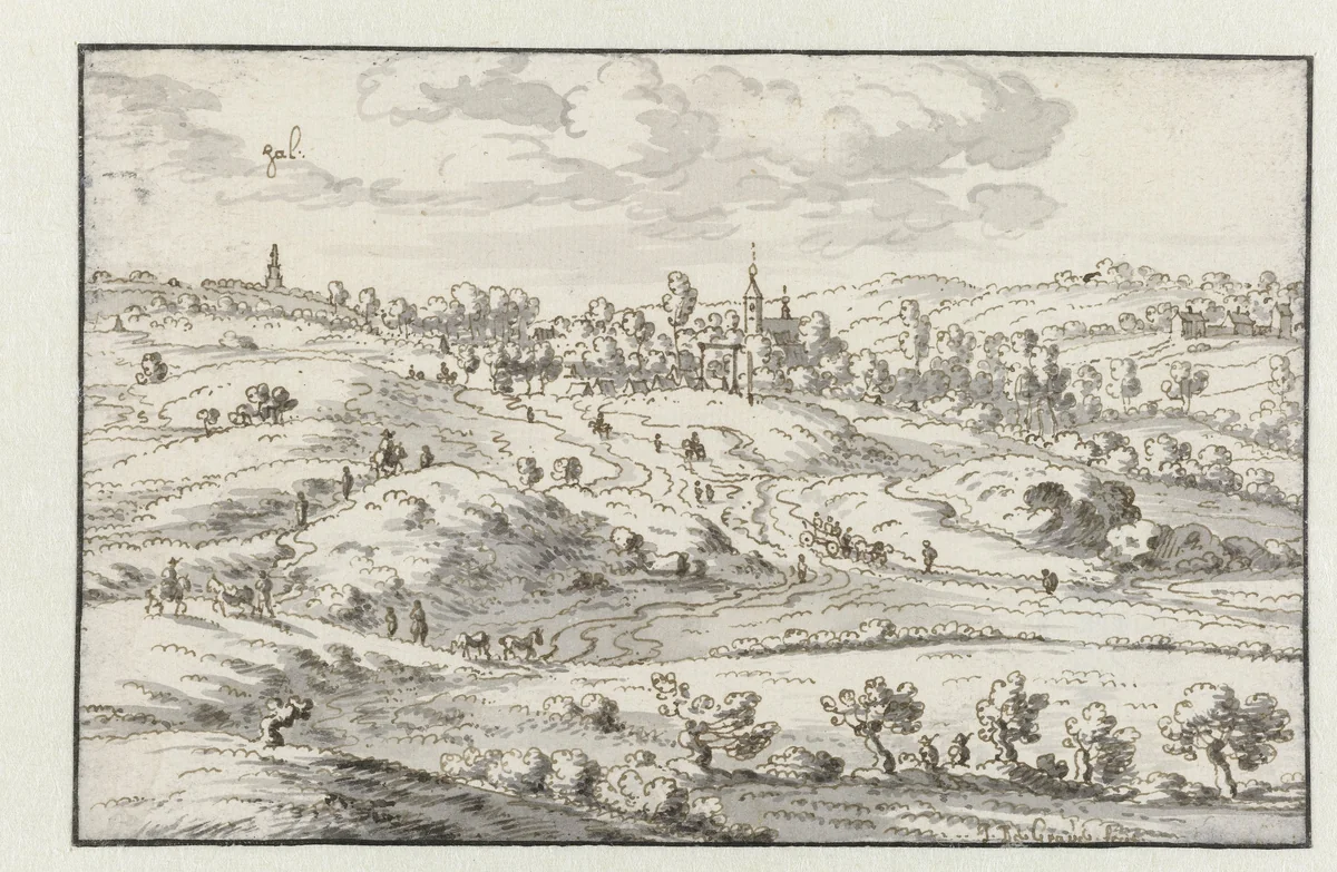 View of Lembeek, Flemish Brabant by Josua de Grave, drawing, 1675
