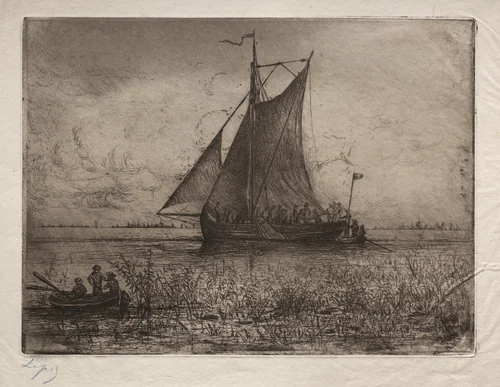 Dutch Riverscape by Ludovic Lepic, print, 1860-1889
