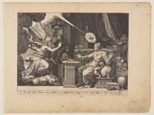 The Annunciation by Jan Sadeler, print, 1580