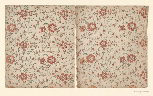 Blad met strooipatroon van bloemen met vruchtjes by anonymous, other, 1750-1900