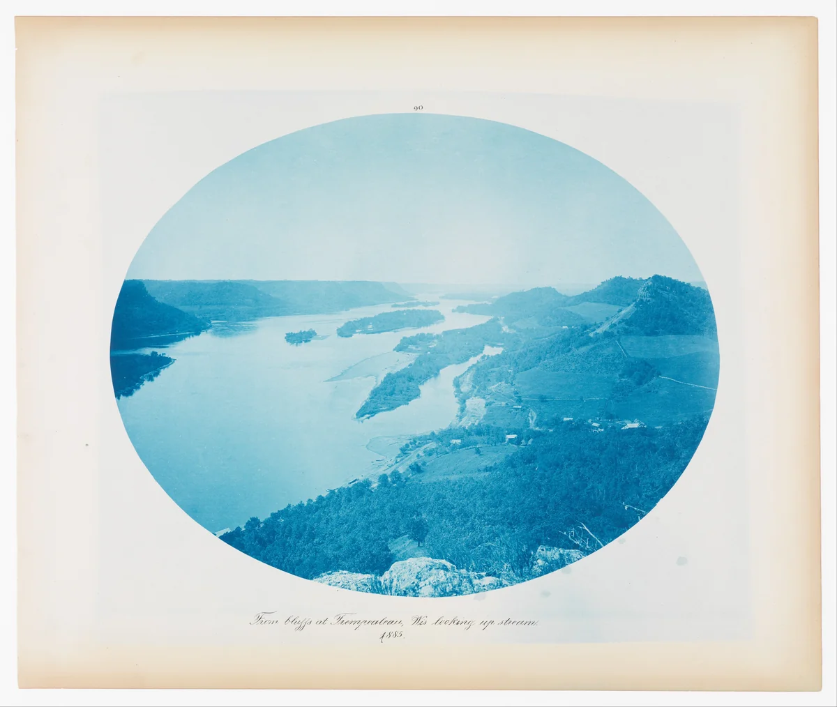No. 90. From bluffs at Trempealueau, Wisconsin Looking Up Stream by Henry P. Bosse, photograph, 1885