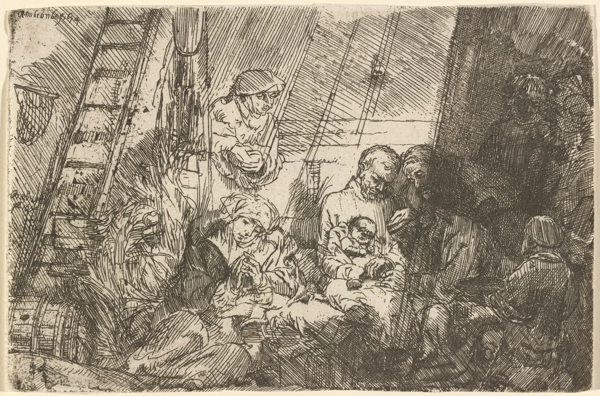 The Circumcision in the Stable by Rembrandt van Rijn, print, 1654