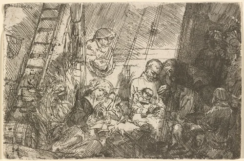 The Circumcision in the Stable by Rembrandt van Rijn, print, 1654