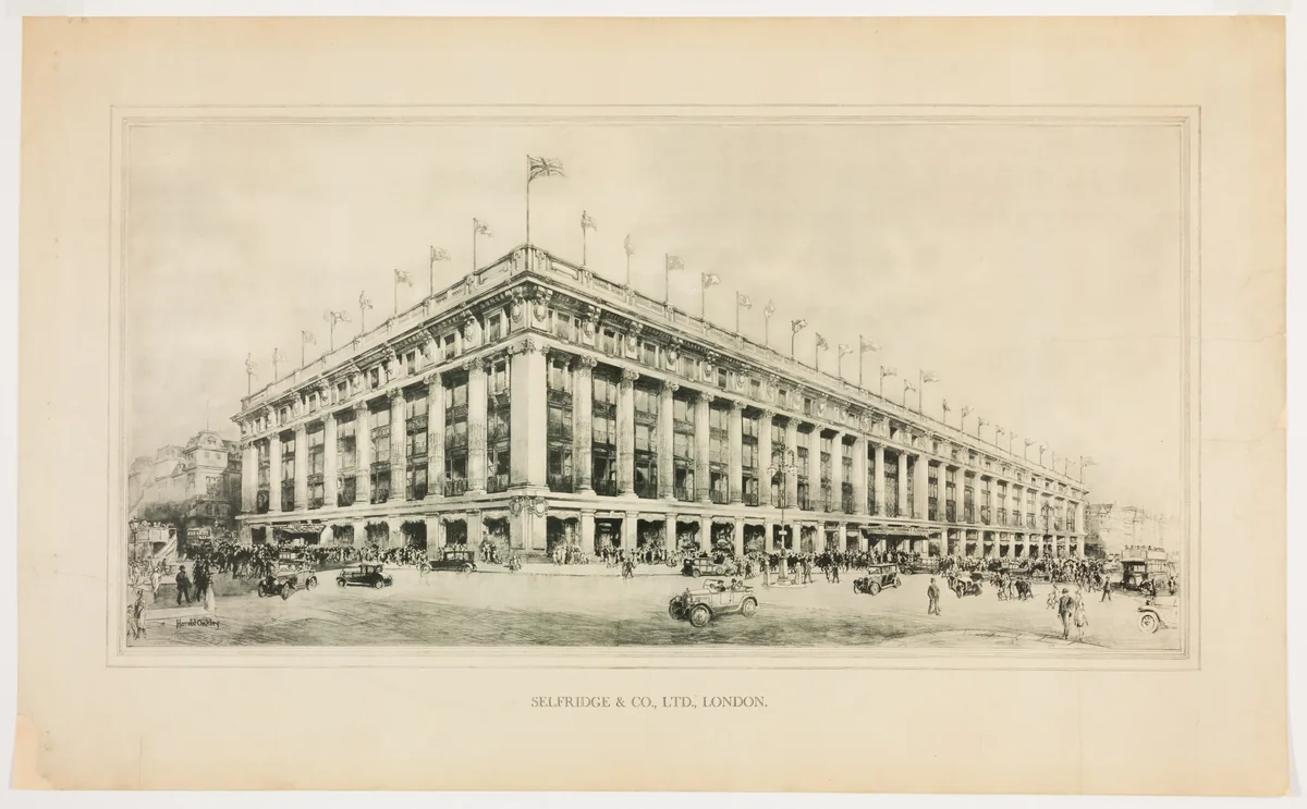 Selfridge & Co. Department Store, London, England, Perspective Rendering by Harold Oakley, drawing, 1901-1907