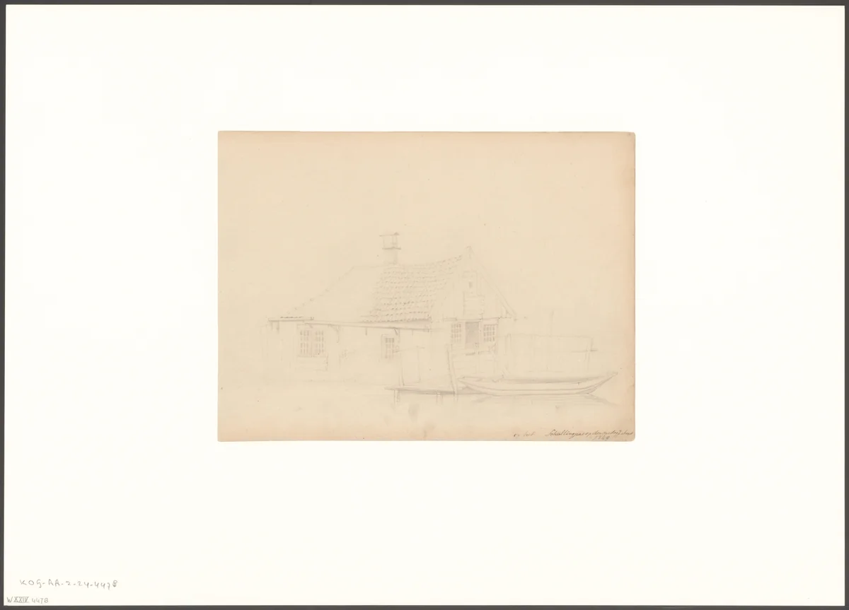 Gezicht op een gebouw aan het Schuttingpad by anonymous, drawing, 1849