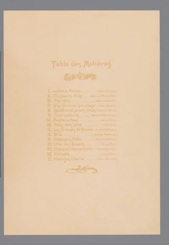 Inhoudsopgave voor: Chansons de femmes by Théophile Alexandre Steinlen, print, 1897