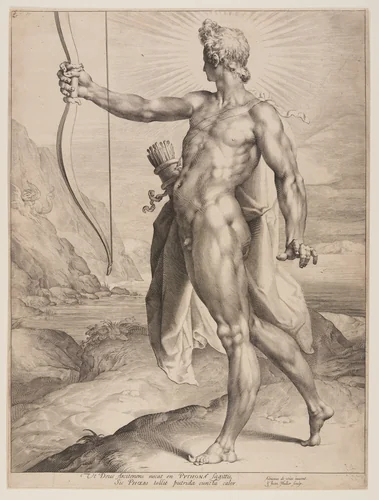 Apollo Slaying the Python by Jan Harmensz. Muller, print, 1593-1603