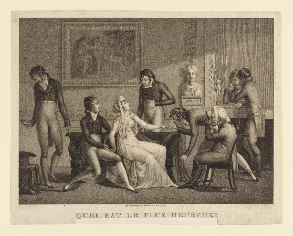 Quel est le plus heureux? by Marguerite Eléonore Lingée, print, 1802