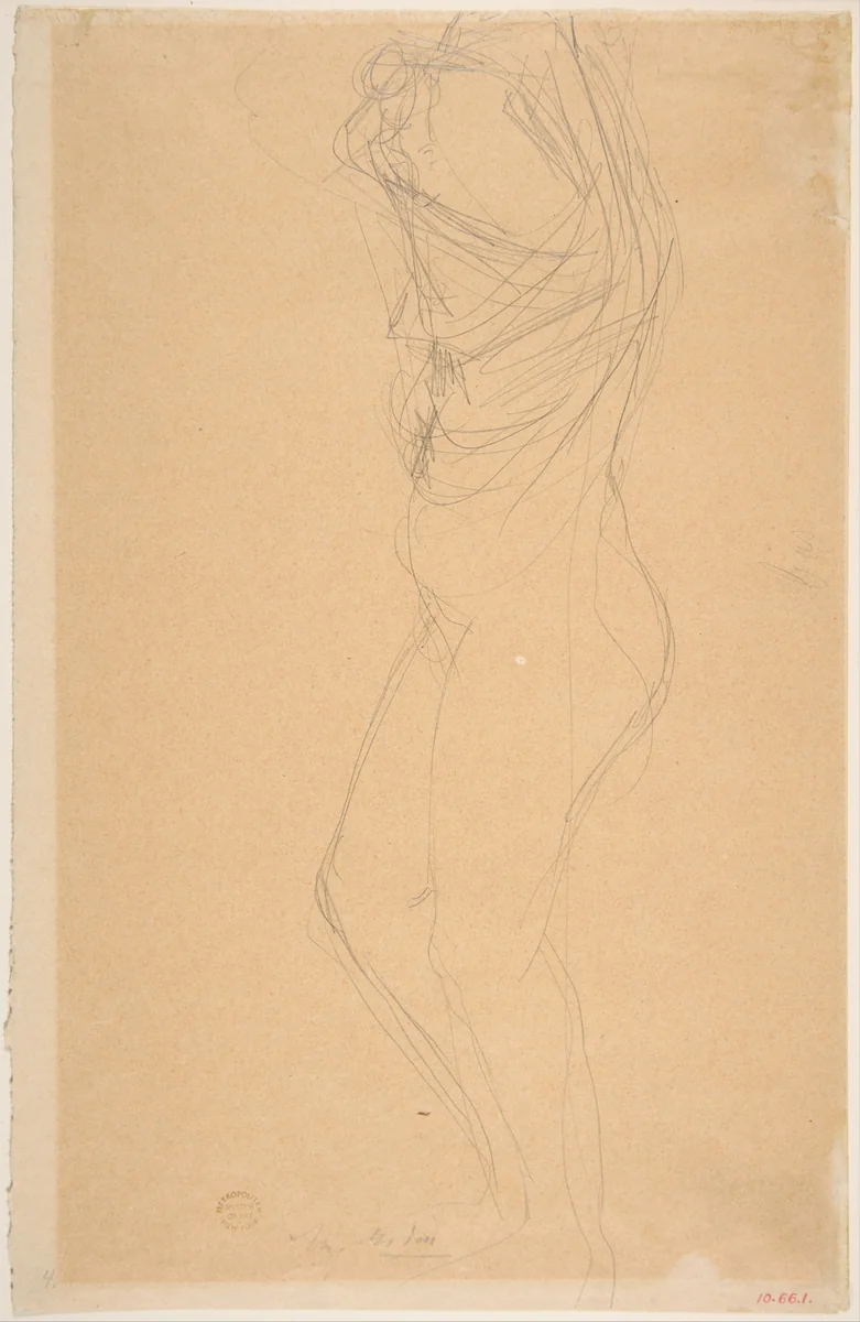 Figure Disrobing by Auguste Rodin, drawing, 1900-1910
