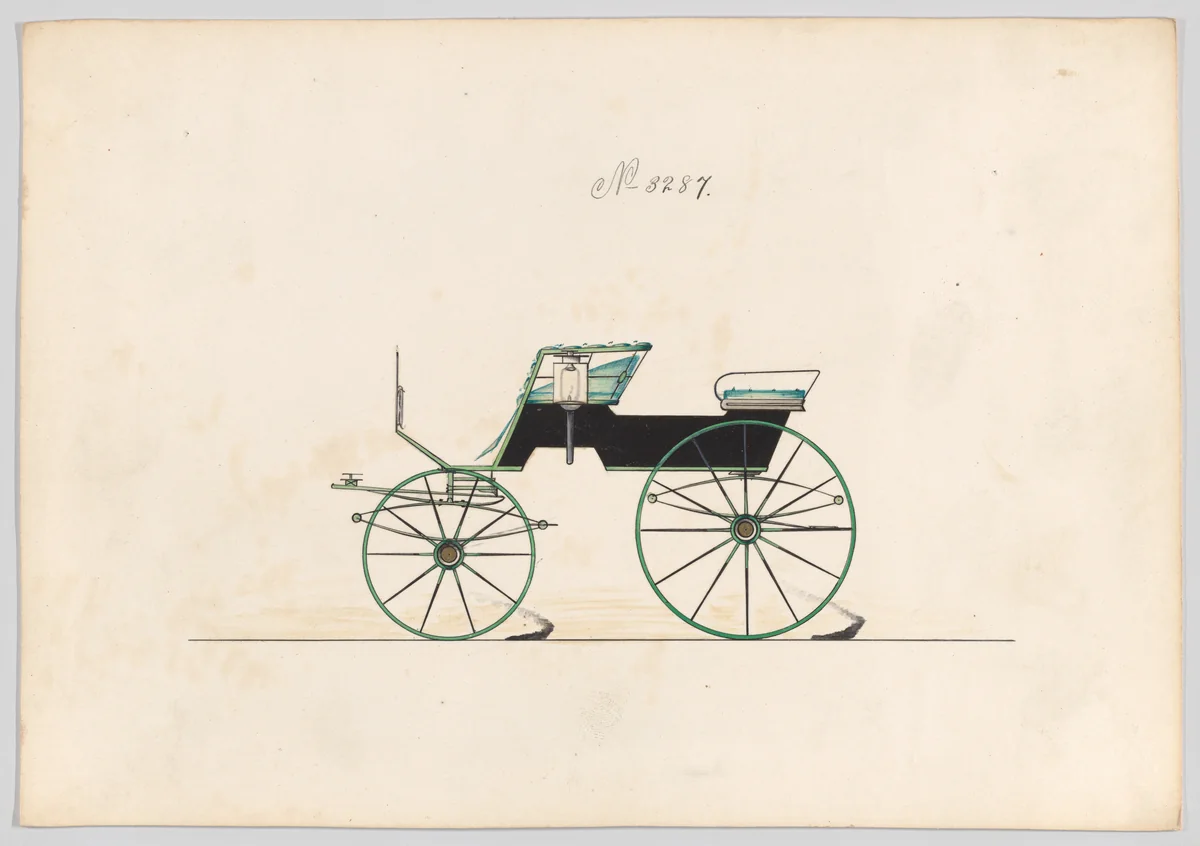 Design for T-Cart, no. 3287 by Brewster & Co., drawing, 1876