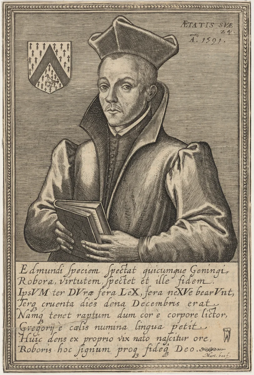 Edmund Geninges, Catholic Priest by Martin Baes, print, 1614