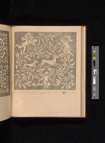 Les Singuliers et Nouveaux Portraicts... page 50 (recto) by Federico de Vinciolo, book, 1588