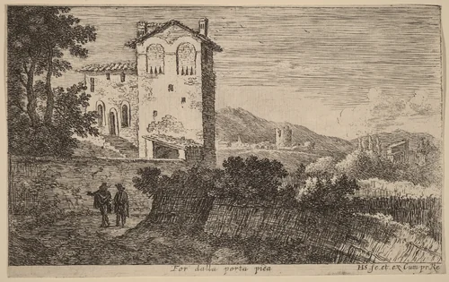 Villa Outside the Porta Pia by Herman van Swanevelt, print, 1600-1655