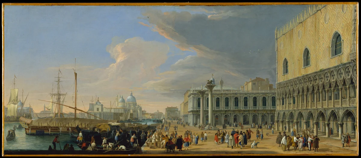 The Molo, Venice, Looking West by Luca Carlevaris, painting, 1706-1712