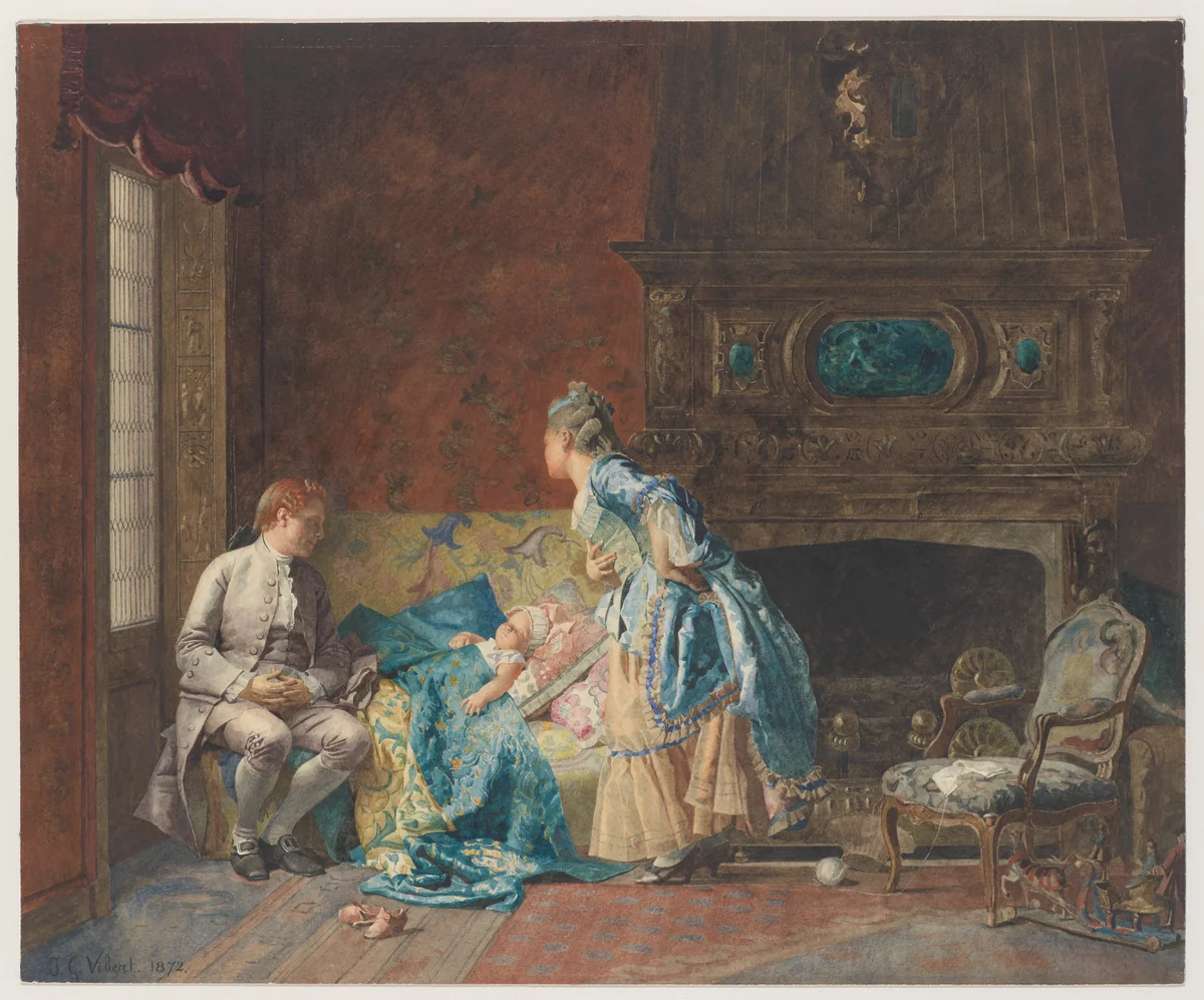 The First Babe by Jean-Georges Vibert, drawing, 1872
