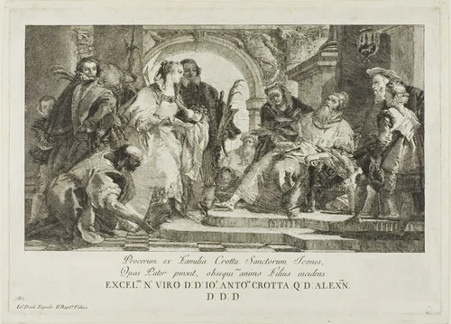 The Patron Saints of the Crotta Family by Giovanni Domenico Tiepolo, print, 1750-1804