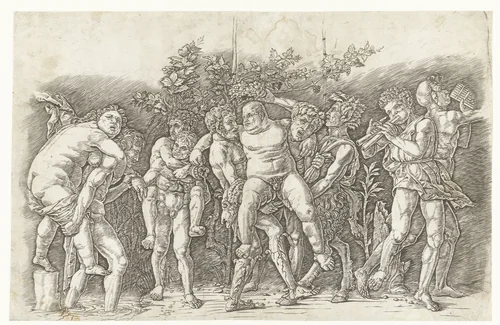 Bacchanaal met Silenus by Andrea Mantegna, print, 1473-1477