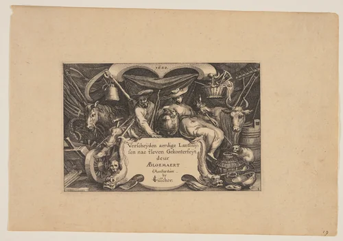 Title-page, from Landscapes (Verscheyden aerdige Lanthuysen...) by Claes Jansz Visscher, print, 1620