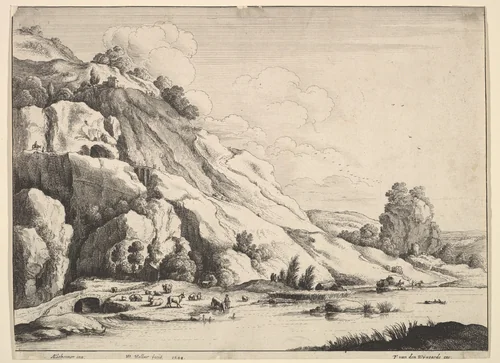 The Stone Bridge by Wenceslaus Hollar, print, 1649