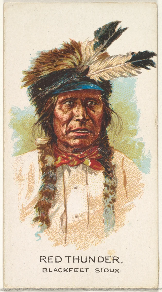 Red Thunder, Blackfeet Sioux, from the American Indian Chiefs series (N2) for Allen & Ginter Cigarettes Brands by Allen & Ginter, print, 1888