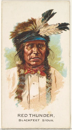 Red Thunder, Blackfeet Sioux, from the American Indian Chiefs series (N2) for Allen & Ginter Cigarettes Brands by Allen & Ginter, print, 1888
