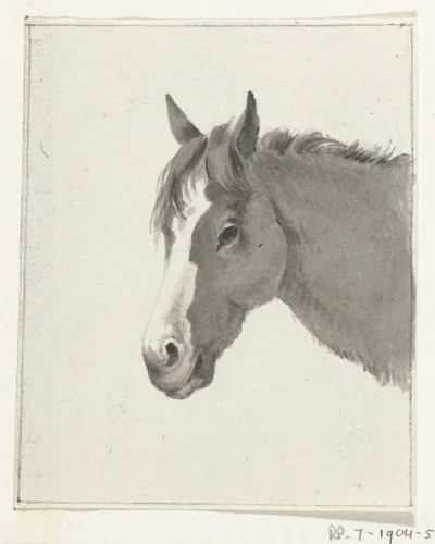Hoofd van een paard by Jean Bernard, drawing, 1775-1833