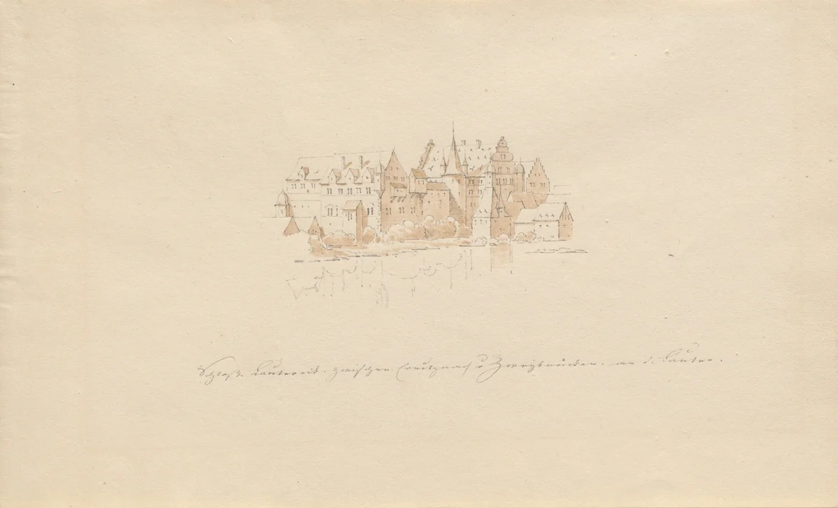 Schloss Lauter zwischen Creutznach u. Zweibrücken an d. Lauter by Karl Julius von Leypold, drawing, 1806-1874