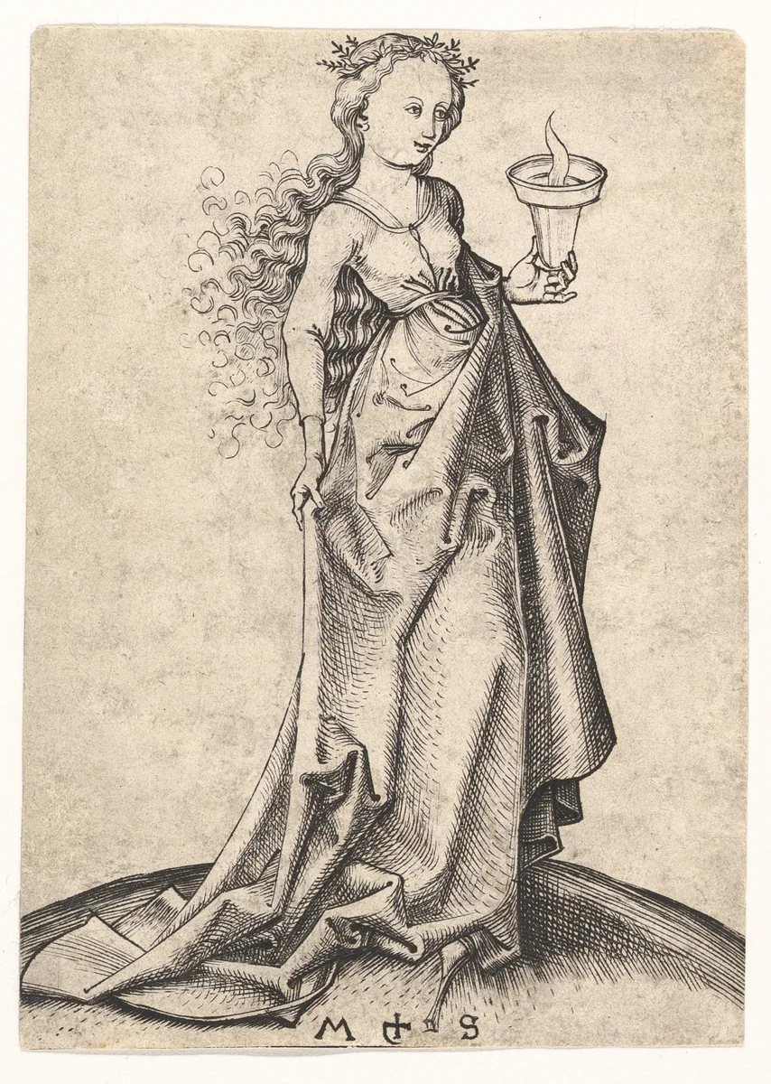 The Second Wise Virgin by Martin Schongauer, print, 1470-1491