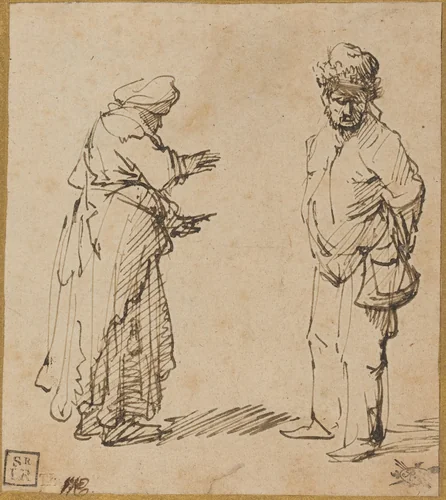 Beggar Man and Woman by Rembrandt van Rijn, drawing, 1630-1631