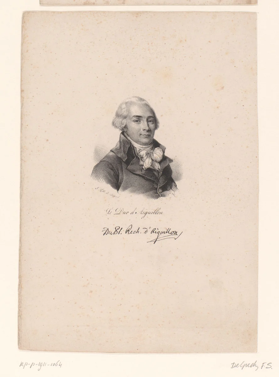 Portret van Emmanuel-Armand de Richelieu, duc d'Aiguillon by anonymous, print, 1818-1842