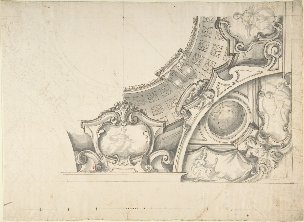 Design for a Ceiling by anonymous, drawing, 1700-1780