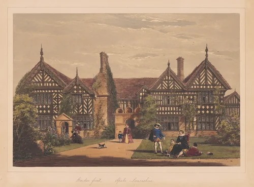 Garden Front, Speke, Lancashire by Joseph Nash, print, 1849